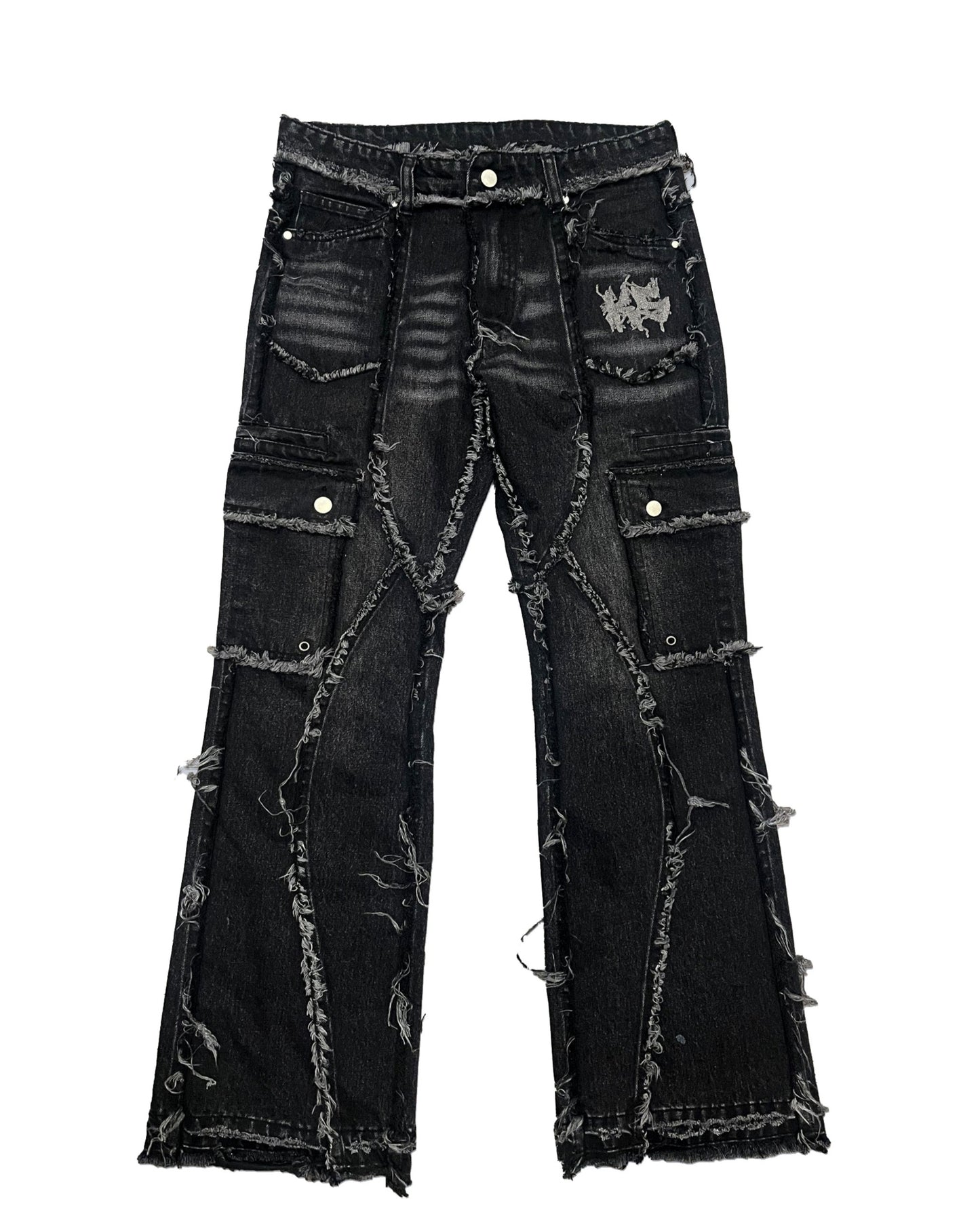 Washed Black Fray Denim