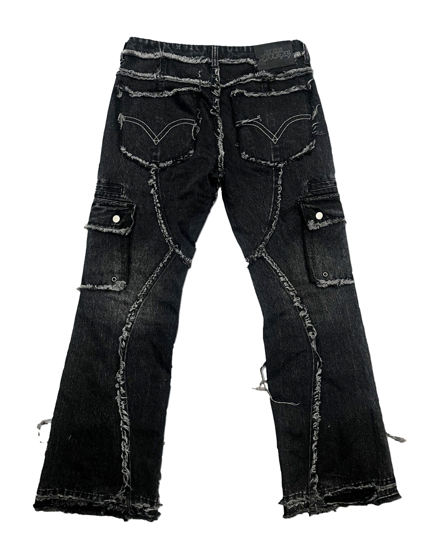 Washed Black Fray Denim